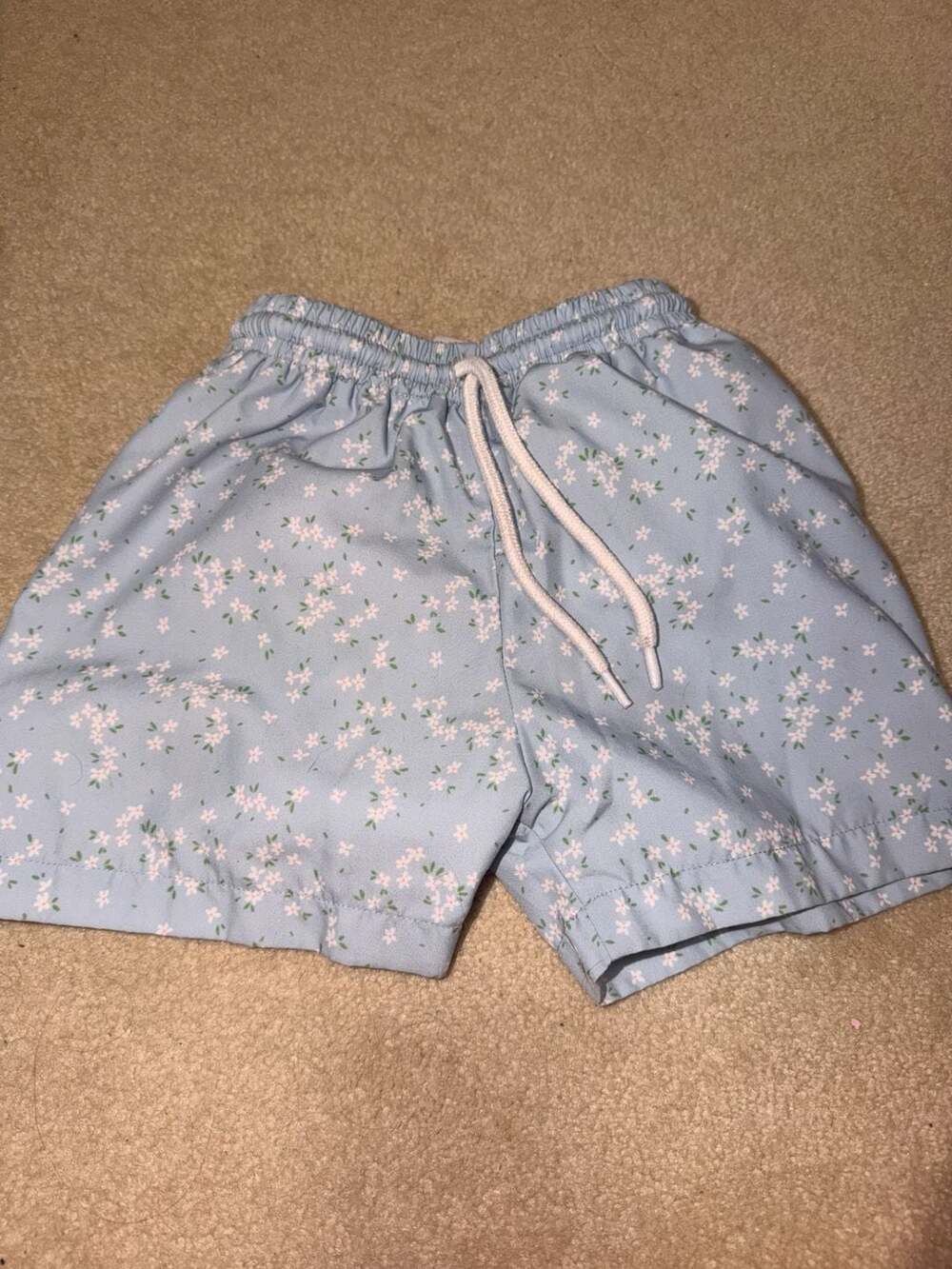 Eliza James Kids Light Blue Ditsy Floral Print Drawstring swimsuit Shorts